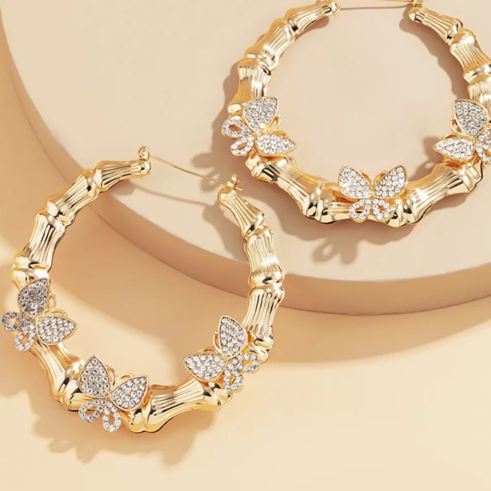 NEW 🦋 Butterfly Bling Hoops